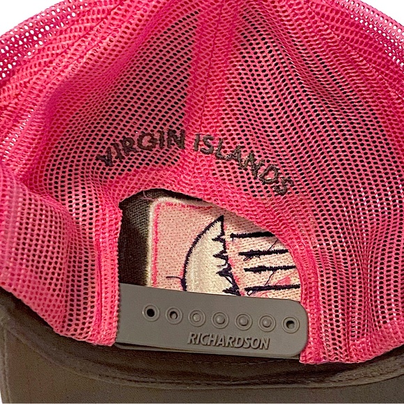 Richardson 112 Virgin Islands Castaway Tour Co Trucker Cap SnapBack Hat Pink Gry - Picture 12 of 16